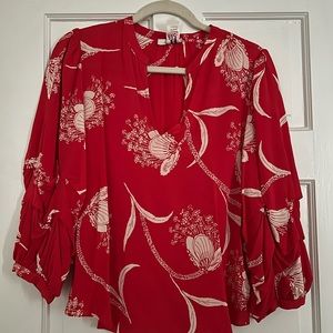 Joie red and white blouse